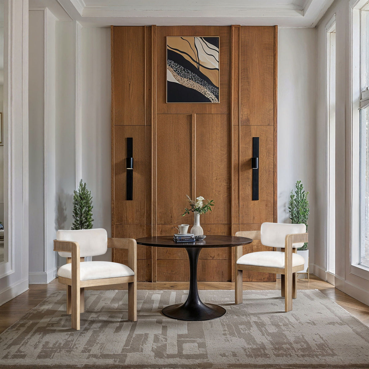 Sacha - Velvet Dining Chair (Set of 2) with Natural Base