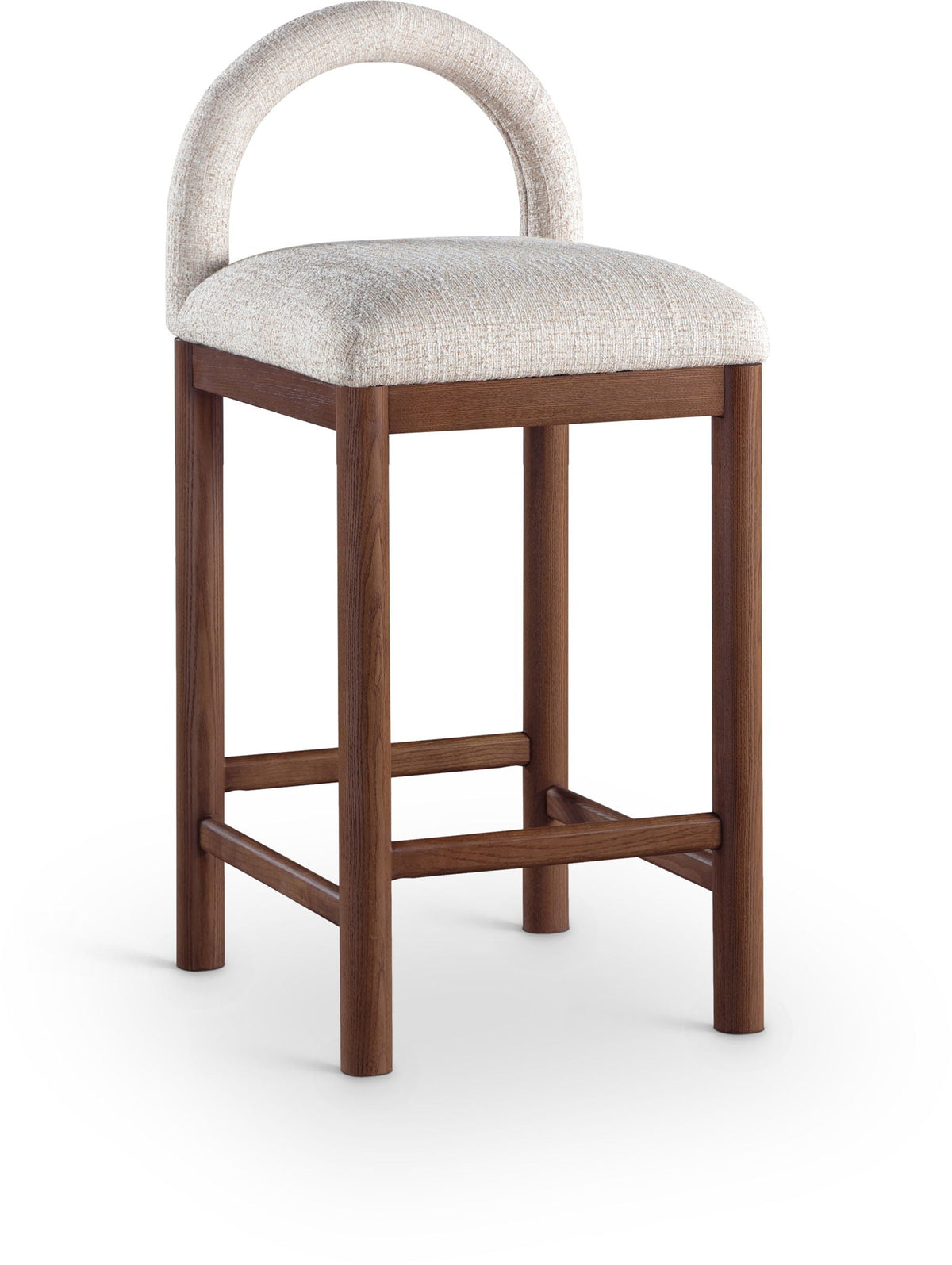 Conrad - Linen Counter Stool with Brown Legs