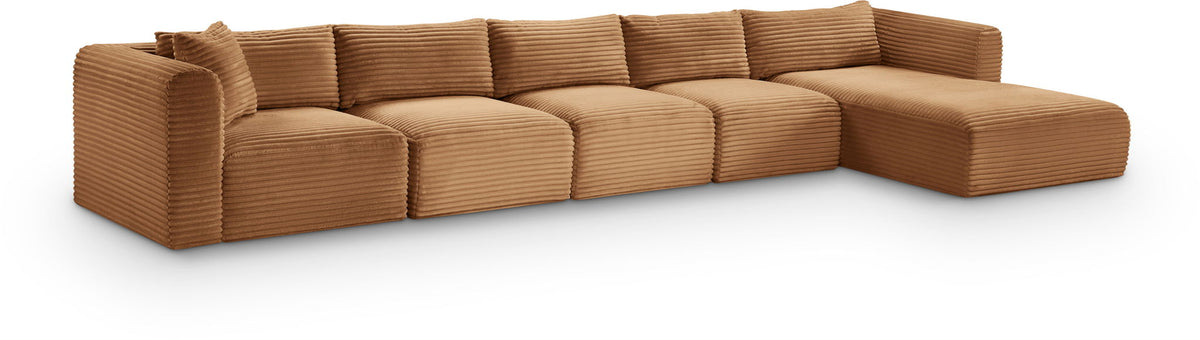 Shaggy Modular Sectional — 5-Piece Sectional With Chaise — Saddle
