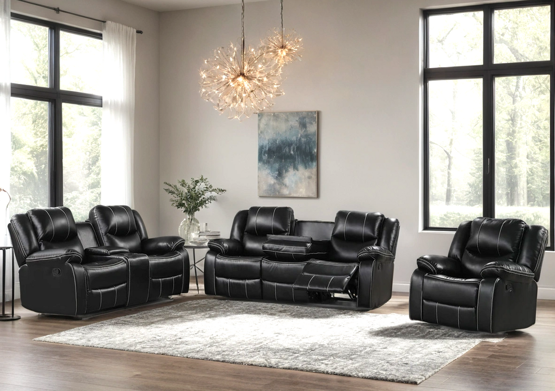 Carter 3PC Reclining Set — Drop-Down Table & Glider Recliner