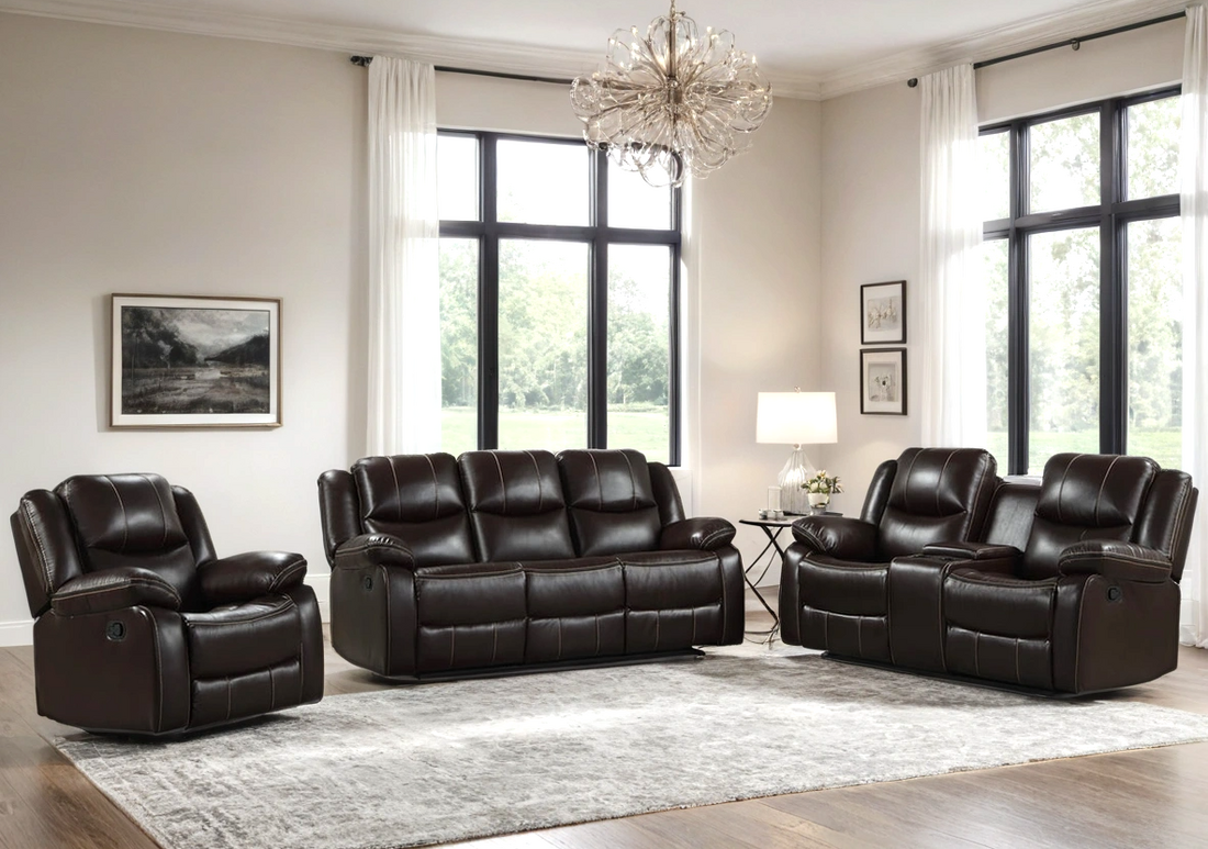 Carter 3PC Reclining Set — Drop-Down Table & Glider Recliner