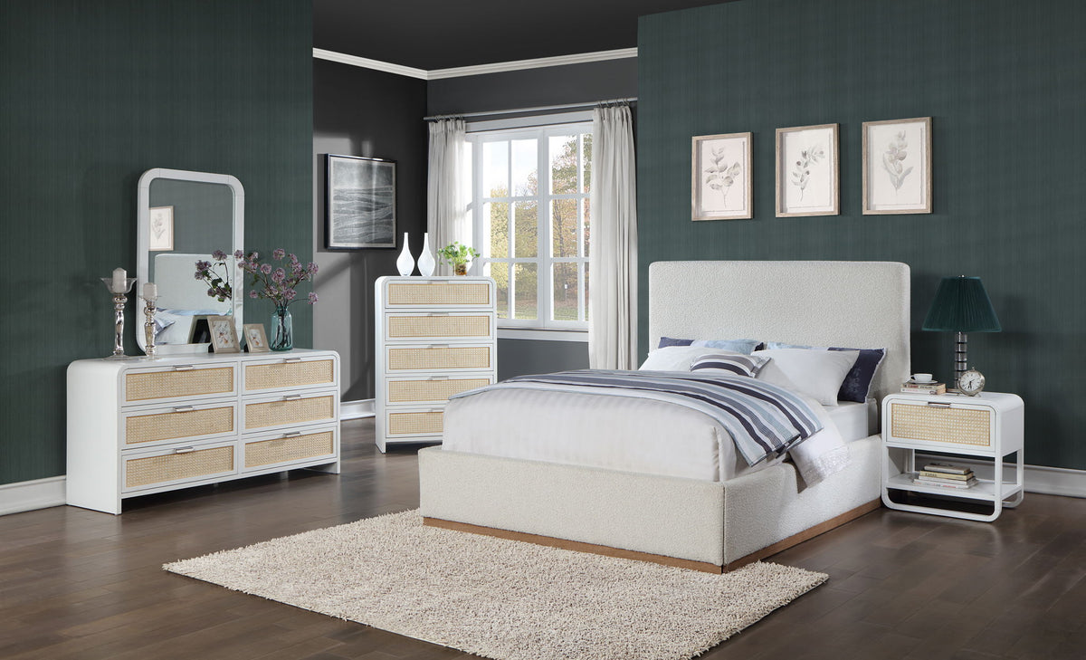 Sage Wood Mirror — White Finish