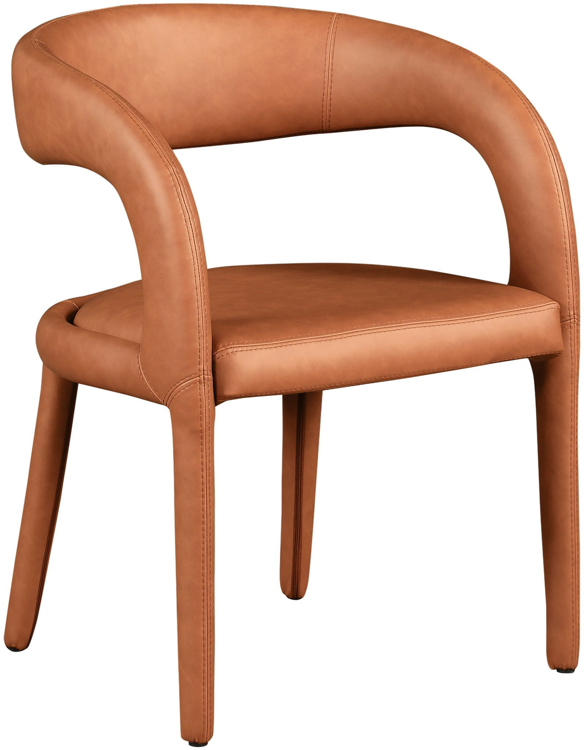 Sylvester Vegan Leather Dining Chair — 5 Colors - Cognac