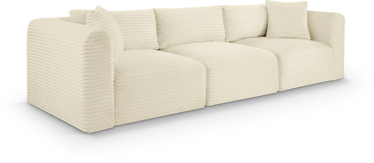 Shaggy Modular Sectional — 3-Piece Sofa — Cream
