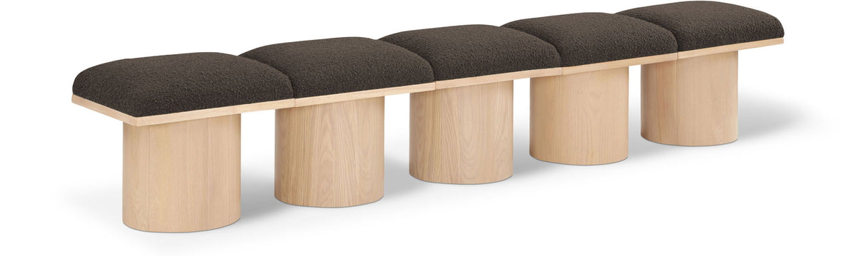 Pavilion Modular Bench 5-Piece Bench, 90"W x 15.5"D — Brown / Natural Base