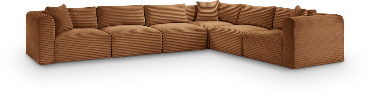 Shaggy Modular Sectional — 6-Piece Corner Sectional — Saddle