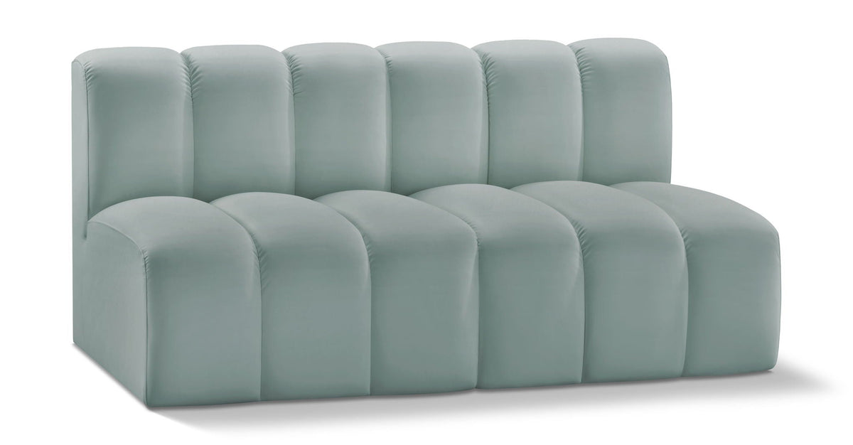 Arc Faux Leather Modular Sectional — 2-Piece Sofa (31" Deep) — Mint