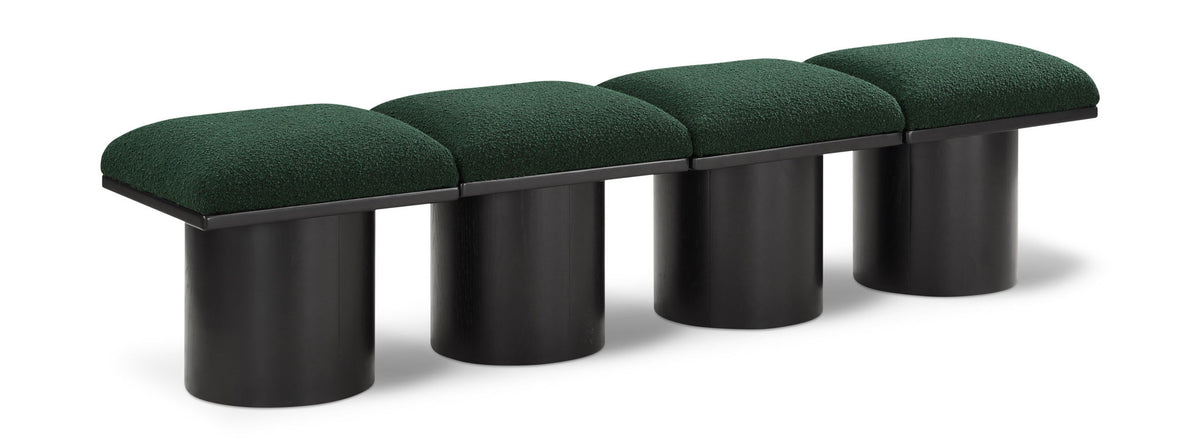 Pavilion Modular Bench 4-Piece Bench, 72"W x 15.5"D — Green / Black Base