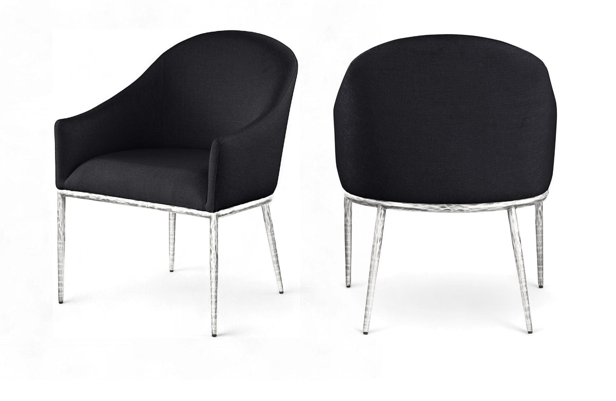 Ferro Performance Fabric Dining Arm Chair with Brushed Silver Legs