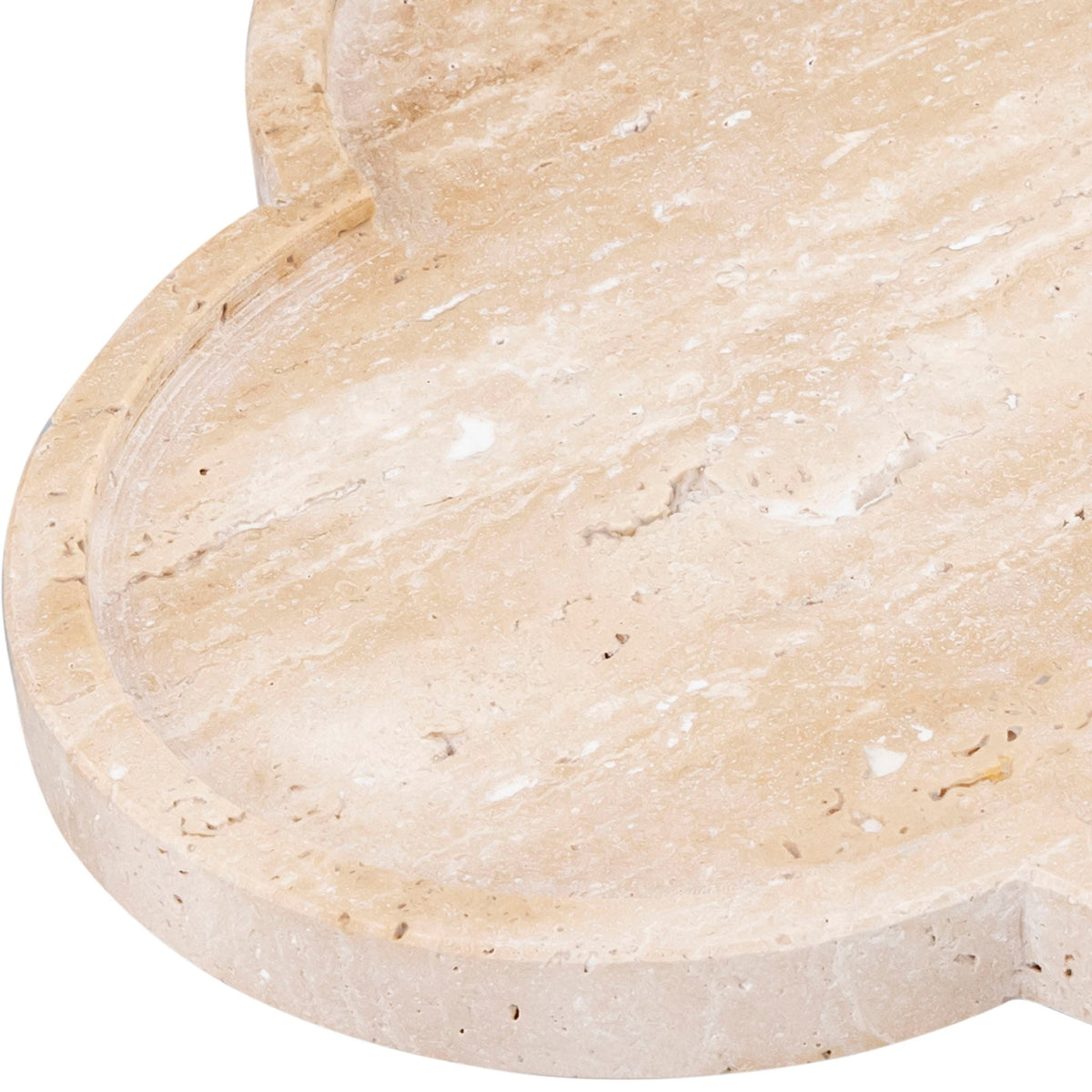 Rimini - Marble & Travertine Clover Shaped Tray - Natural