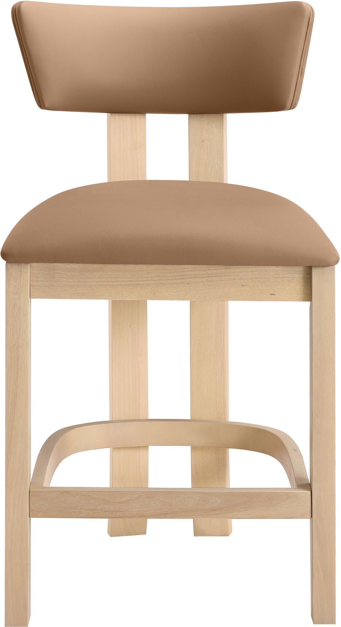 Lavrin Vegan Leather Counter Stool (Set of 2) with Natural Base