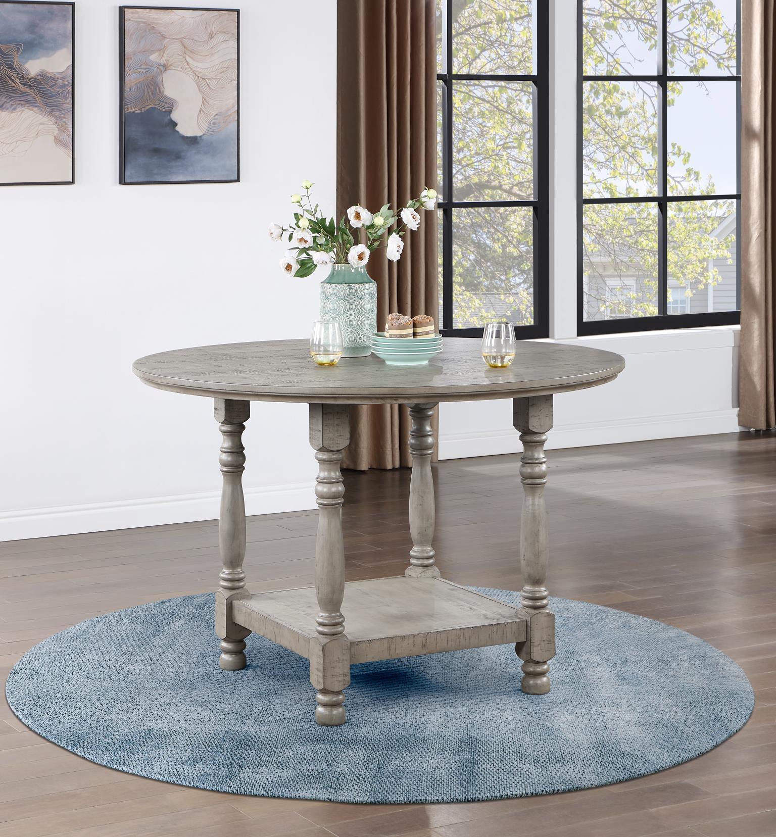 D114 - Round Counter Height Table - Gray