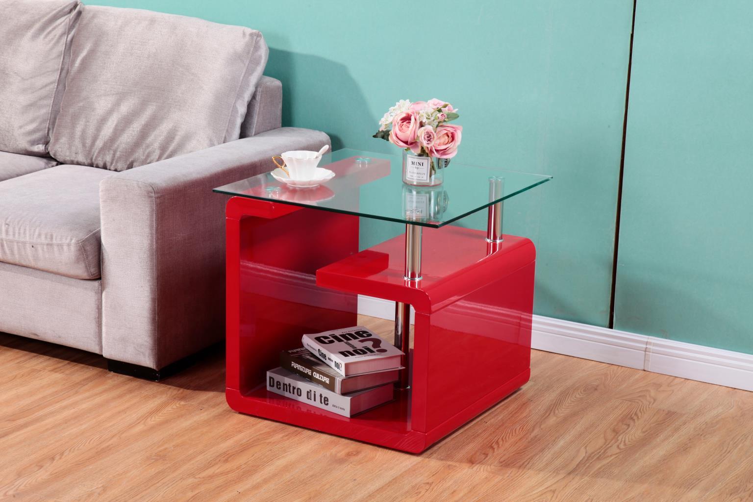 T306 Red Coffee Table & 2 End Tables