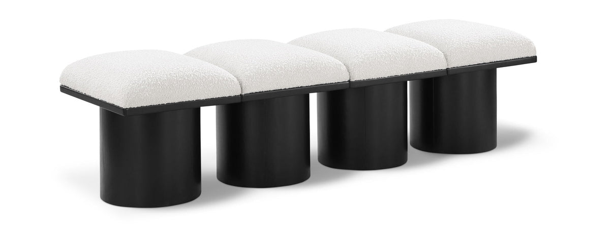 Pavilion Modular Bench 4-Piece Bench, 62"W x 18"D — Cream / Black Base