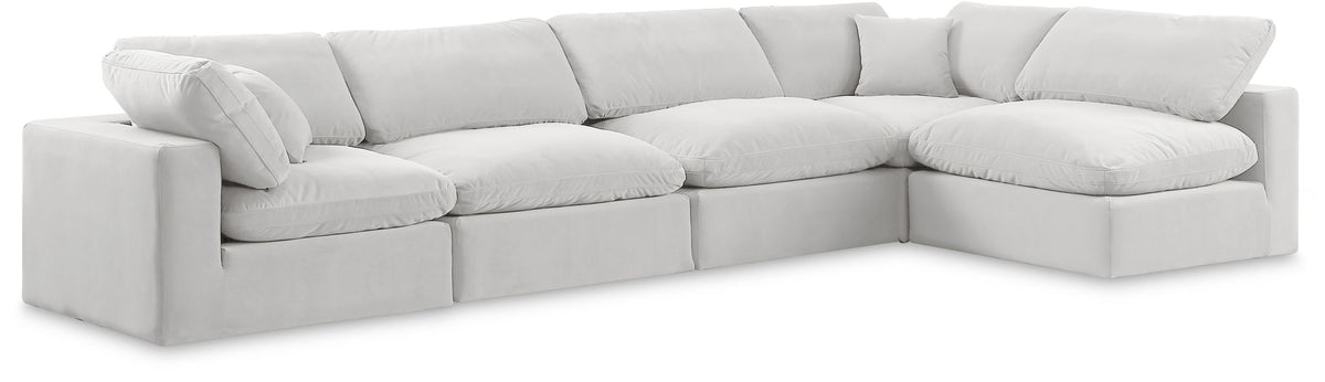 Comfy Velvet Modular Sectional — 5-Piece Sectional — Cream