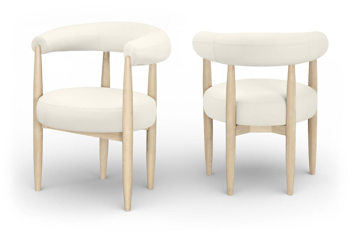 Sable Vegan Leather Dining Chair Set of 2 with Natural Base