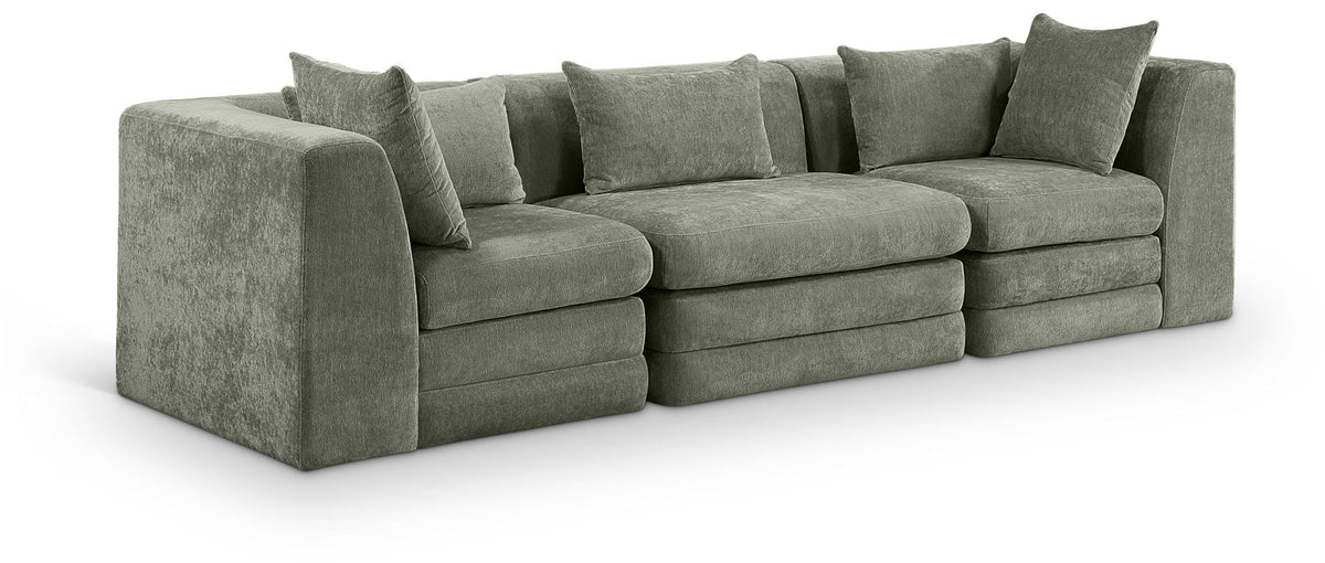 Stellar Chenille Modular Sectional — 3-Piece 114" Sofa, Style B — Green