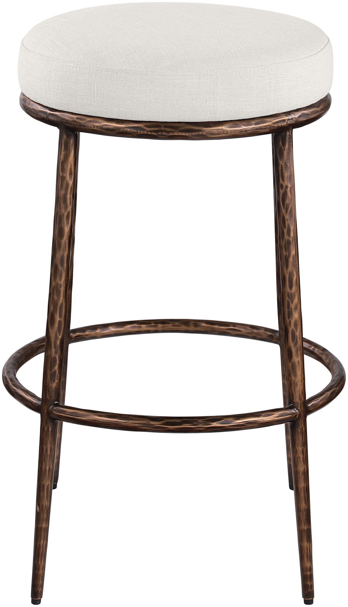 Ferro Performance Fabric Backless Bar Stool with Antique Bronze Frame