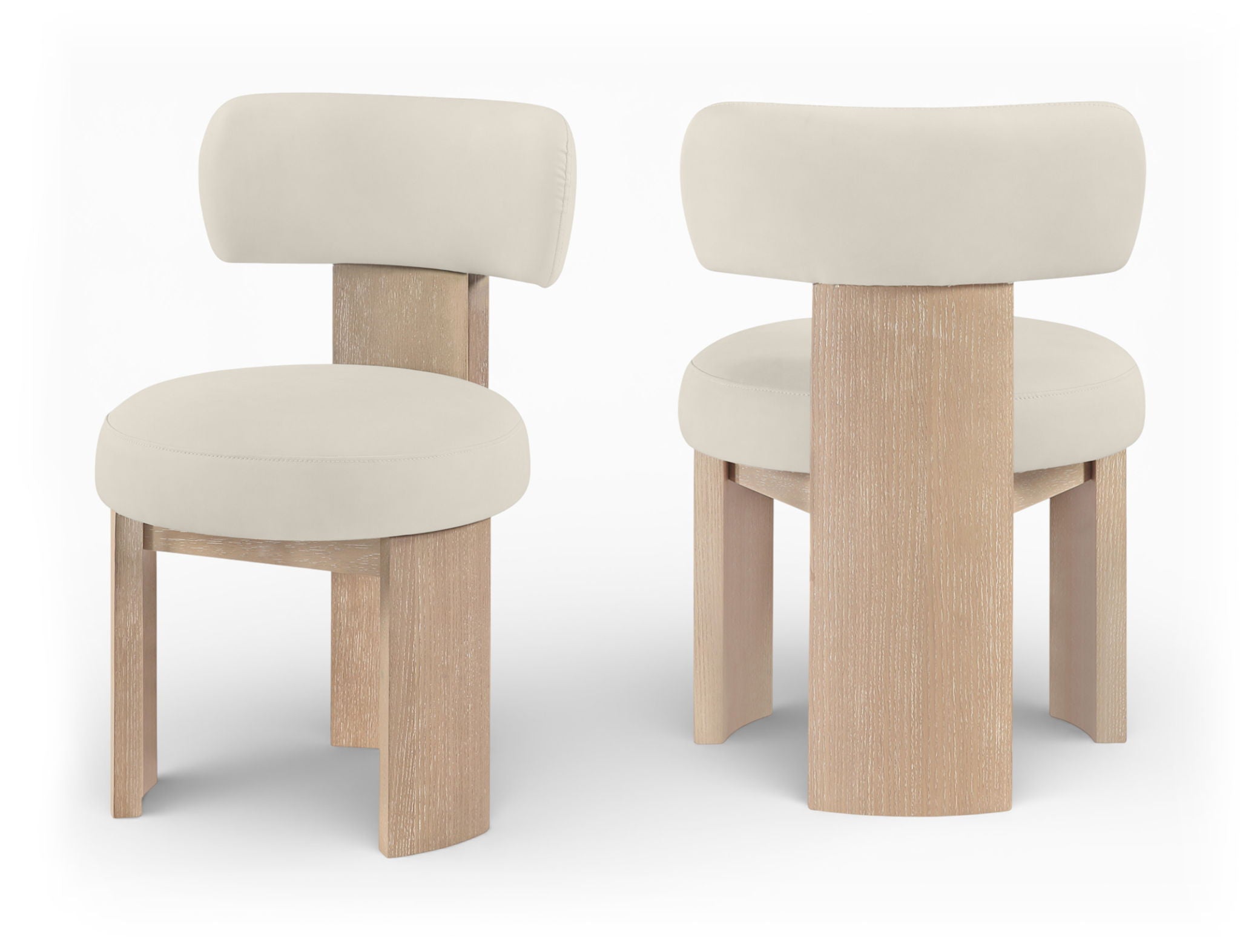 Atelier - Vegan Leather Upholstered Dining Chair (Set of 2) - Taupe / Painted Natural