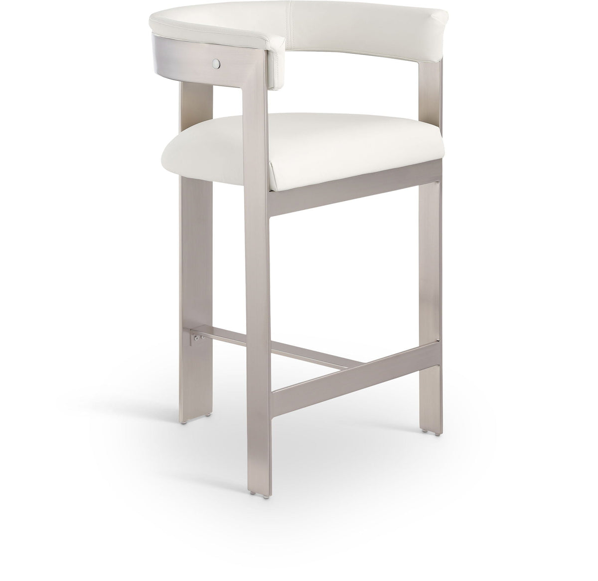 Romeo - Faux Leather Counter Stool (Set of 2) with Silver Base