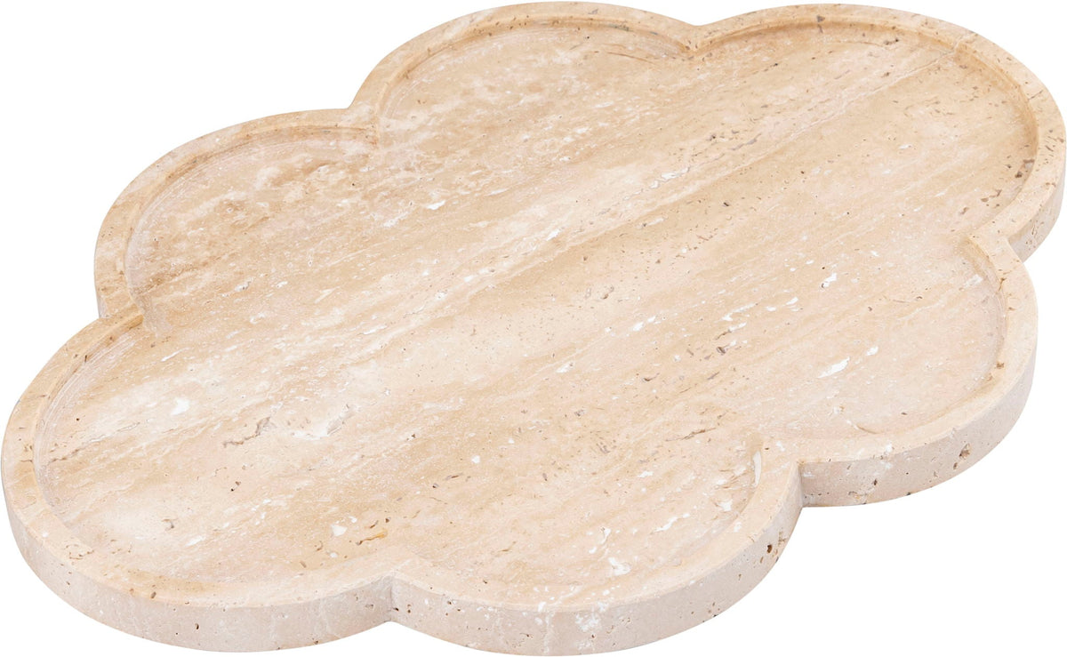Rimini - Marble & Travertine Clover Shaped Tray - Natural