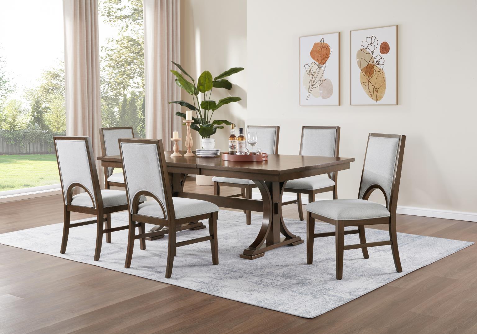 D122 Cherry / Light Gray Dining Upholstered Side Chair — 20 in. wide