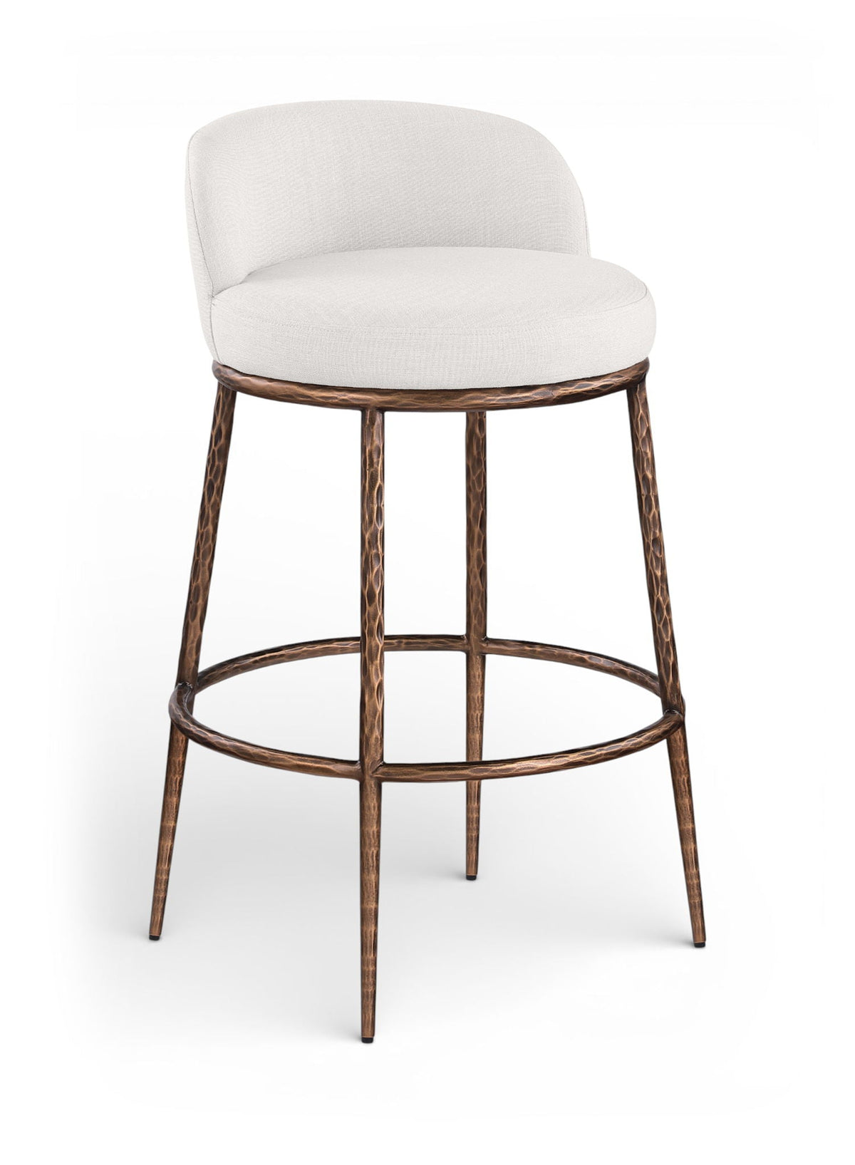 Ferro - Performance Fabric Upholstered Bar Stool - Antique Bronze - Cream