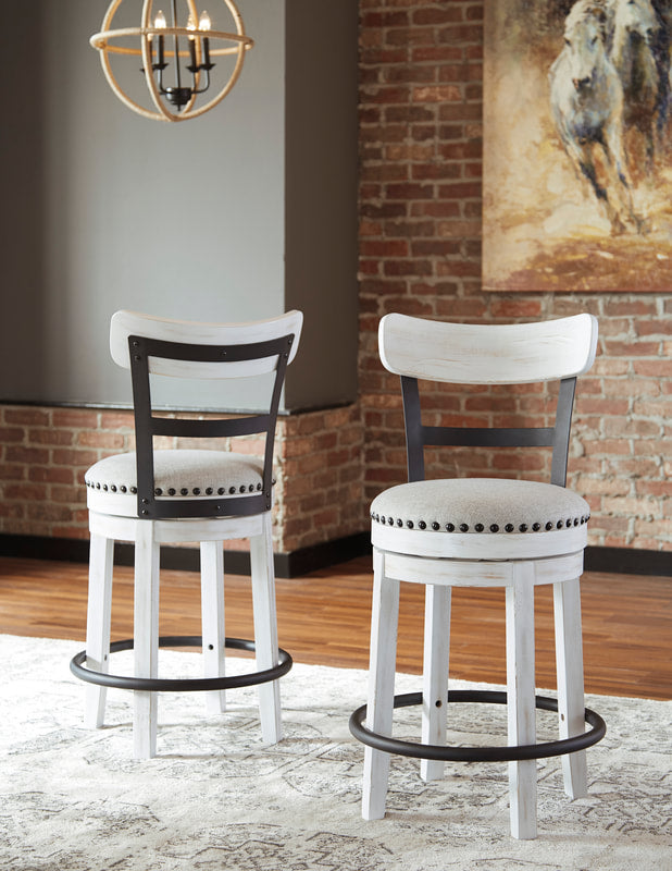 D546-524 Counter Height Swivel Barstool — 360° Swivel & Nailhead Trim