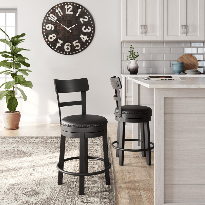 D546-624 24" Counter Height Swivel Barstool — Nailhead Trim