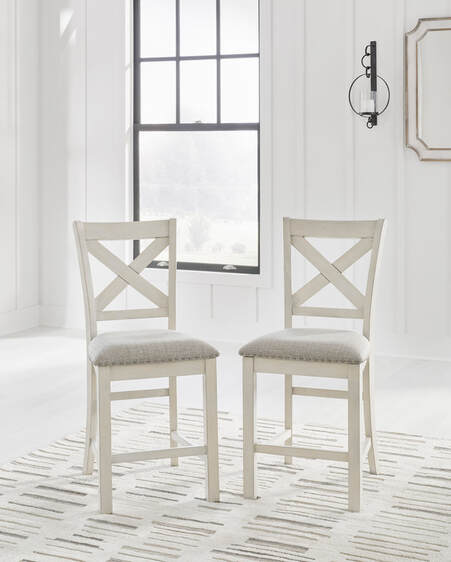 Ashley D642 Antiqued White Dining Set — Table & 6 Chairs with Two Extension Leaves