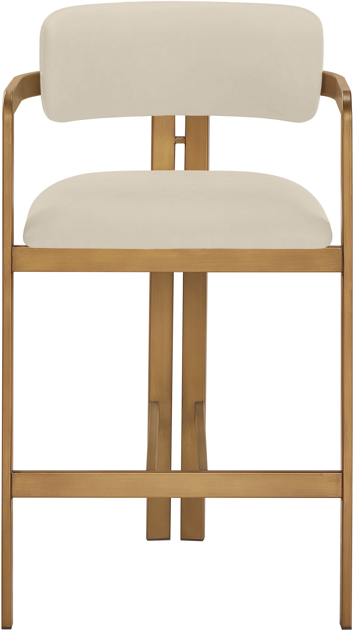 Aurum Vegan Leather Counter Stool with Brushed Brass