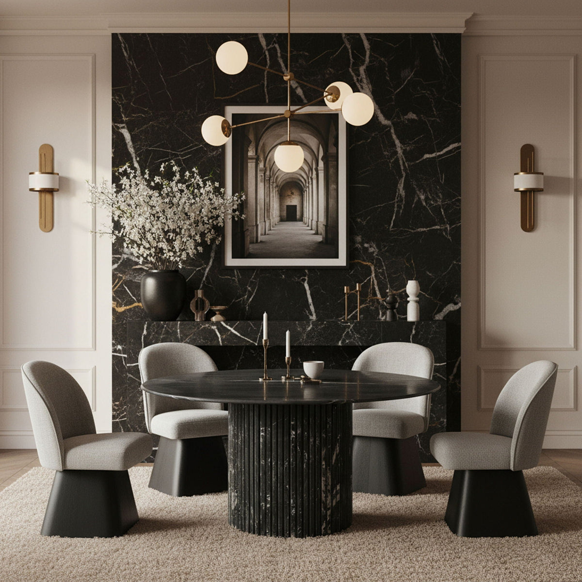 Marlowe Swivel Dining Side Chair with Black Base