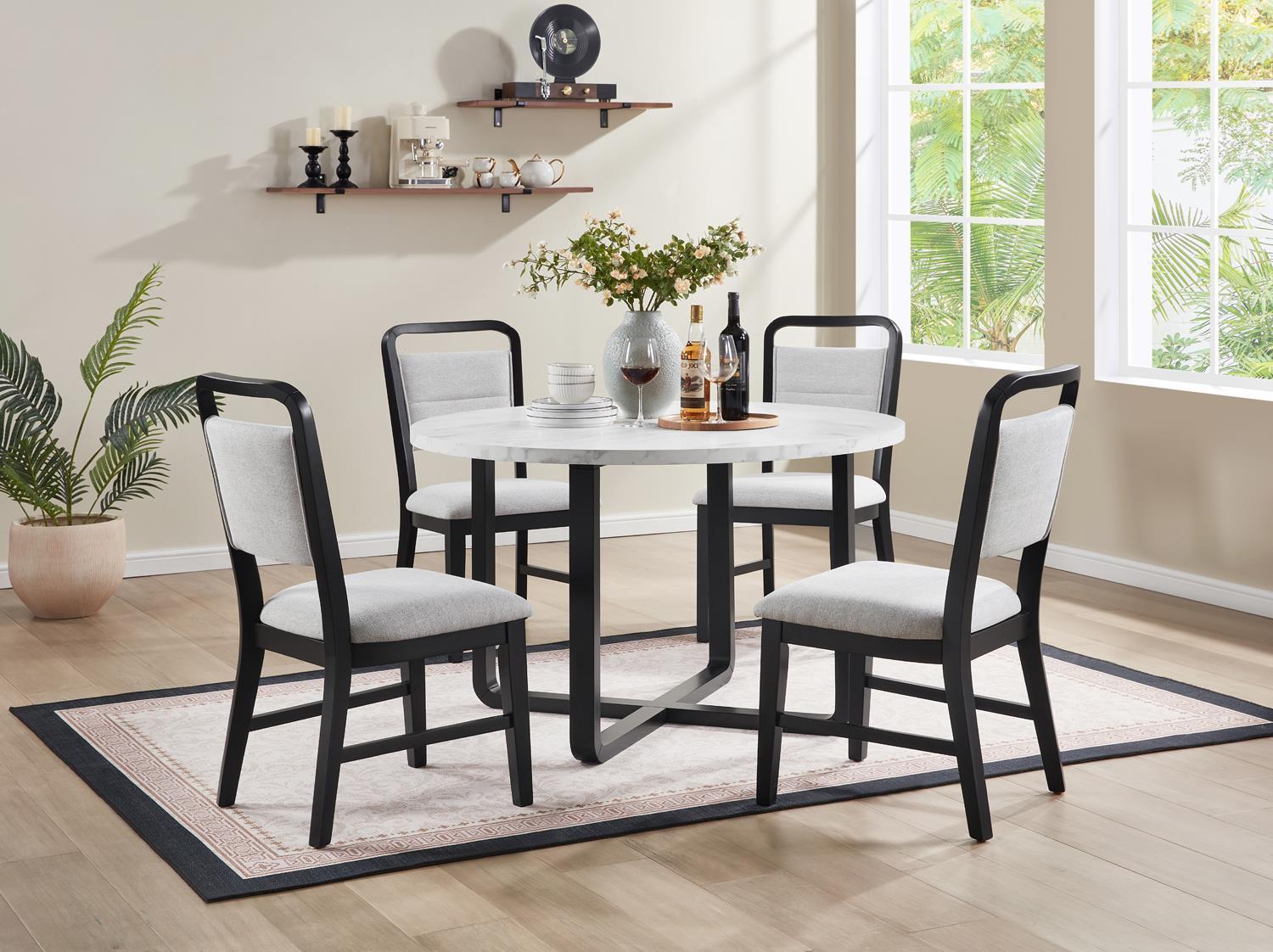 D180 Black / White Dining Side Chair — 19 in. wide