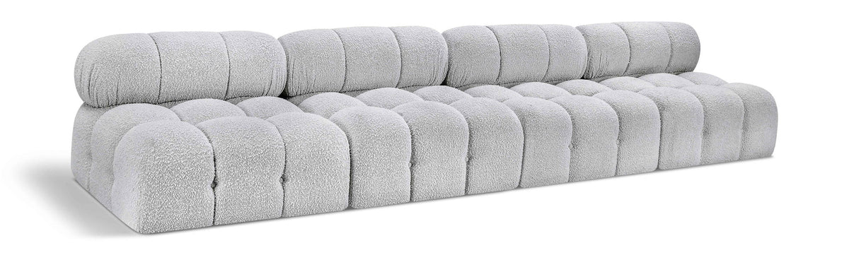 Ames Boucle Modular Sectional — 4-Piece Armless Sofa — Grey