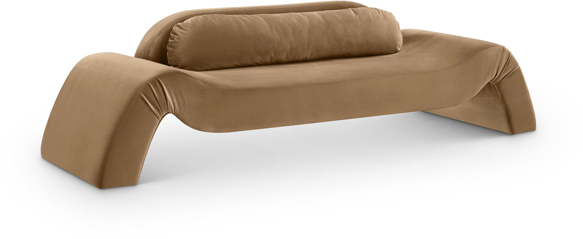 Austin - Velvet Sofa - Light Brown Fabric