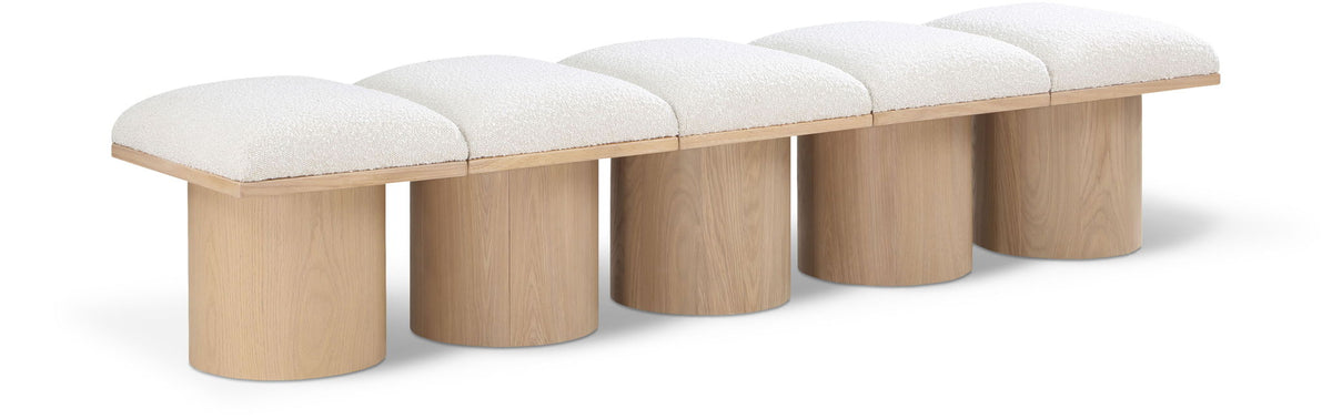 Pavilion Modular Bench 5-Piece Bench, 77.5"W x 18"D — Cream / Natural Base