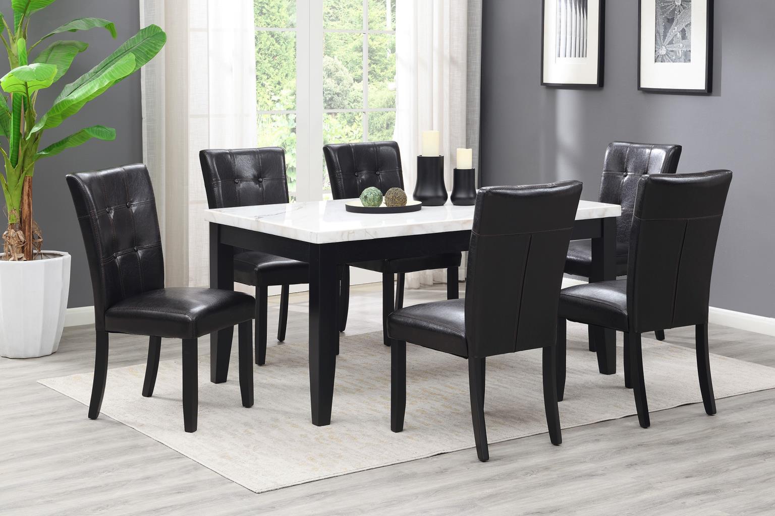 D127 White Marble Dining Table — 64-Inch Wide