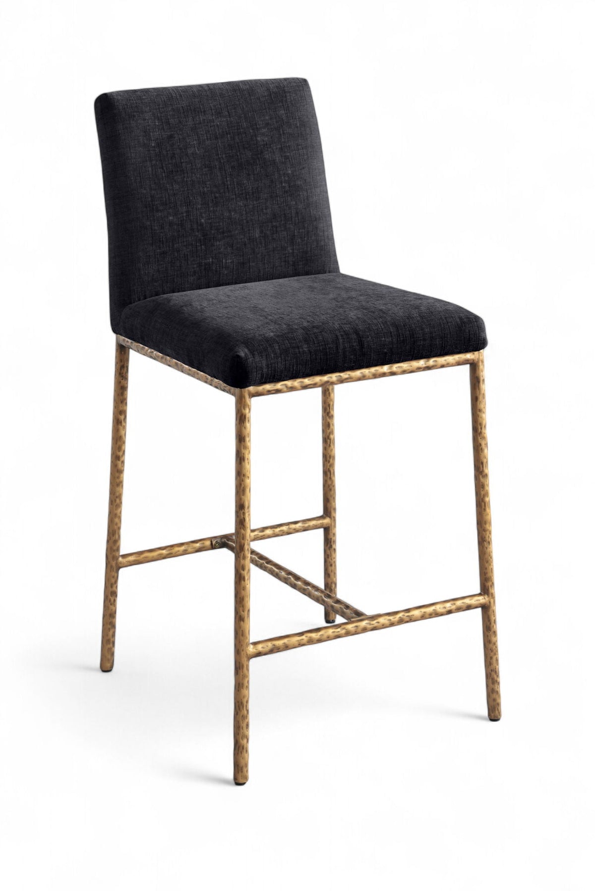 Reeves - Chenille Fabric Upholstered Counter Stool (Set of 2) with Gold Base
