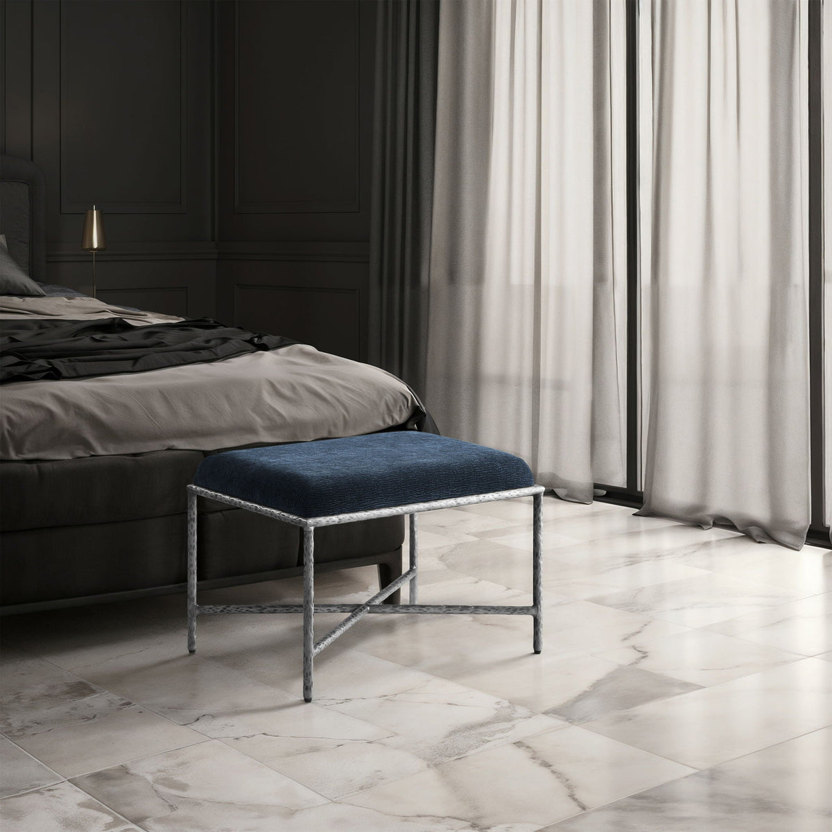 Valley - Bench with Silver Frame