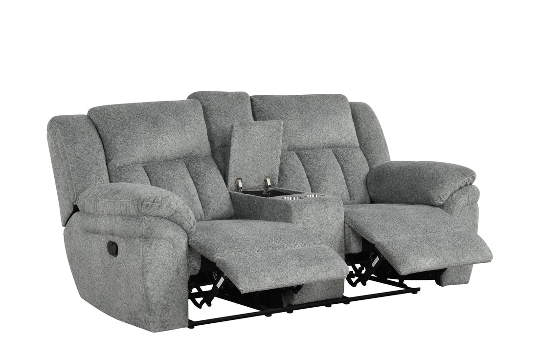 Dallas Gray 3PC Reclining Set — Drop-Down Table & Cup Holders