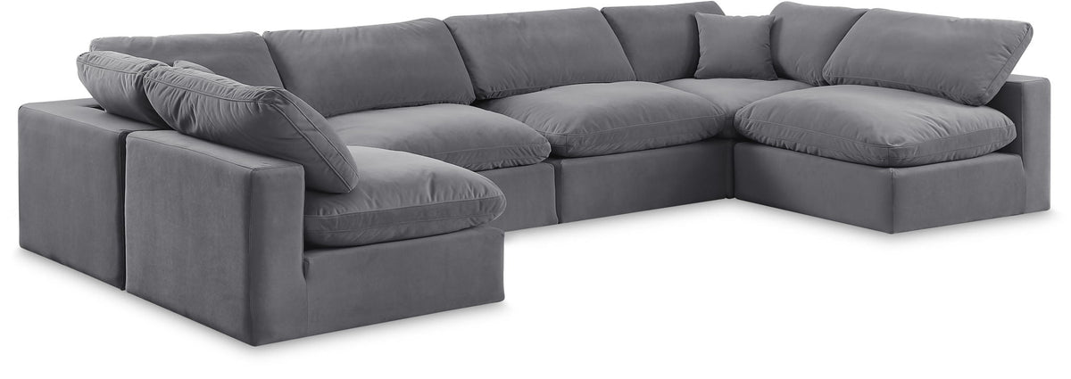 Comfy Velvet Modular Sectional — 6-Piece Armless Sectional — Grey