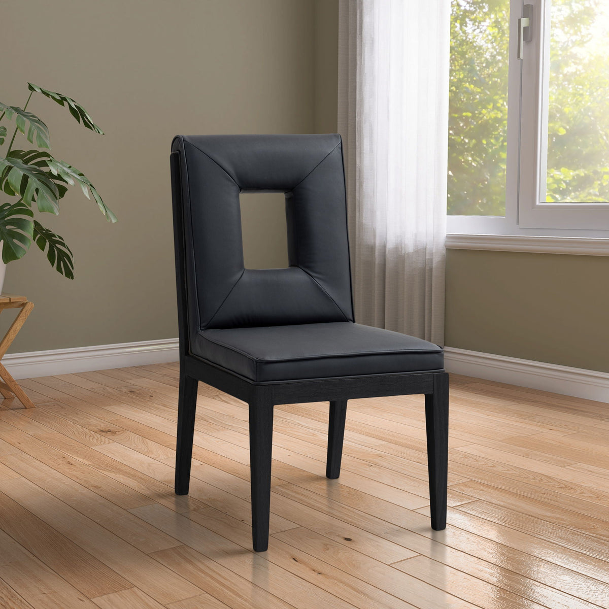 Gwendolyn - Faux Leather Dining Side Chair (Set of 2) with Black Frame