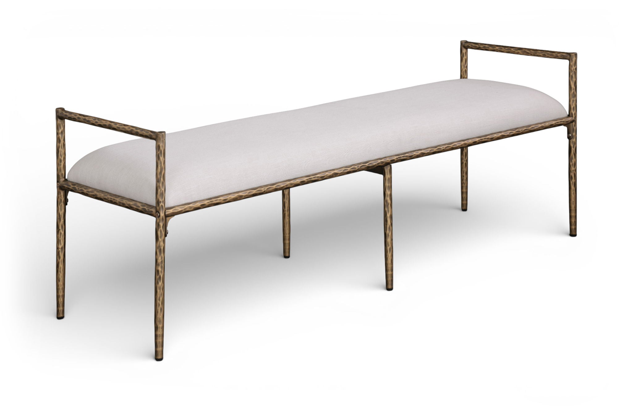 Axis - Linen Textured Beige Fabric Upholstered Bench