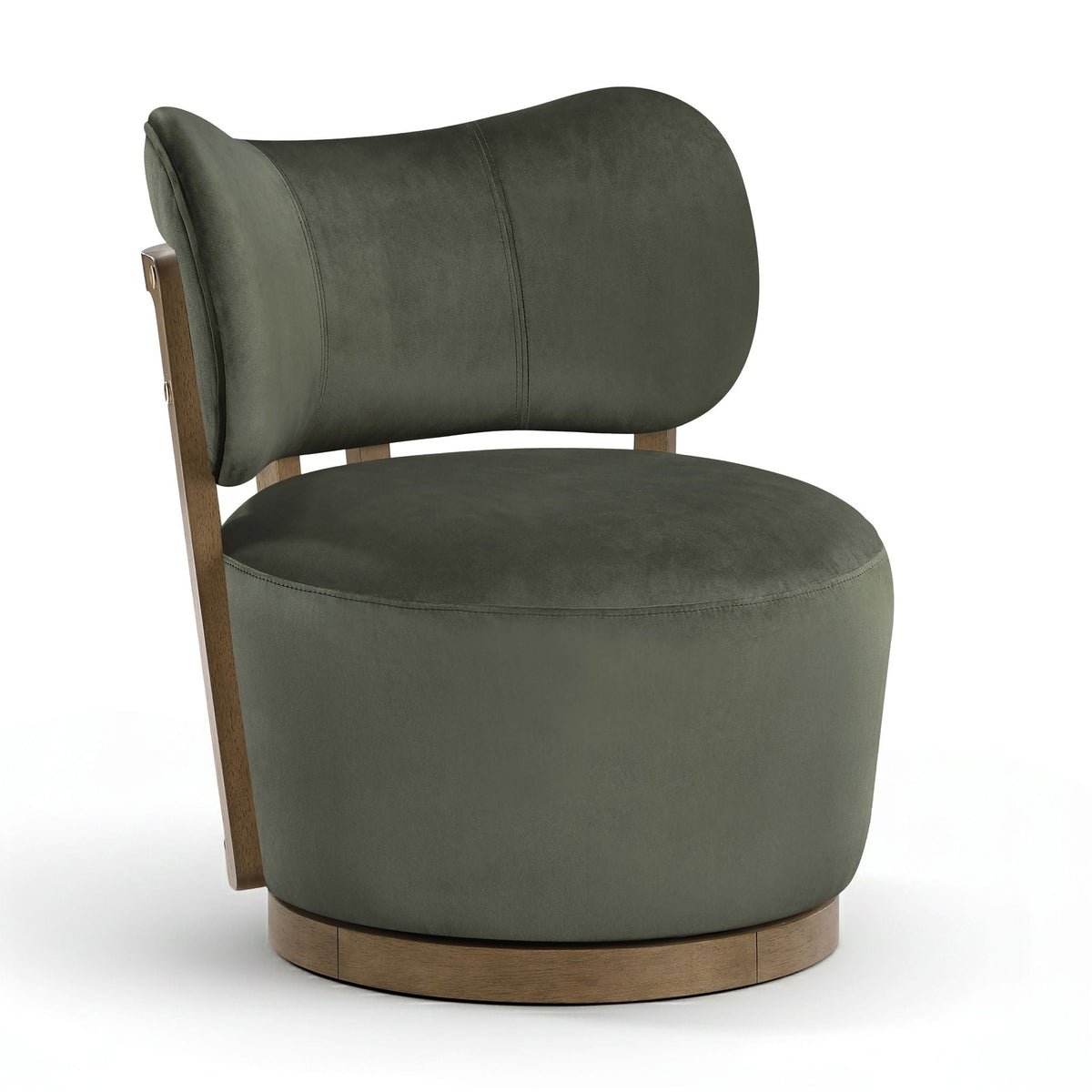 Elara - Velvet Upholstered Swivel Accent Chair with Brown Base
