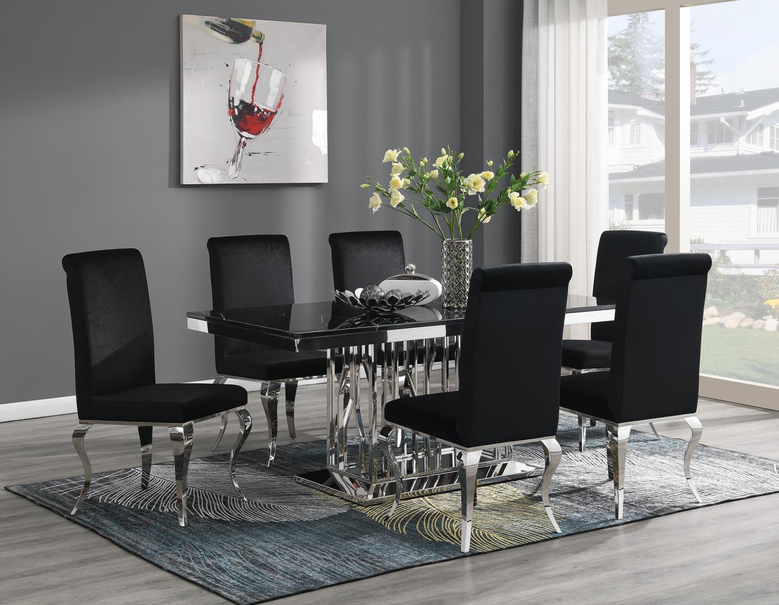 G-081-T-BLACK Black Marble Dining Table