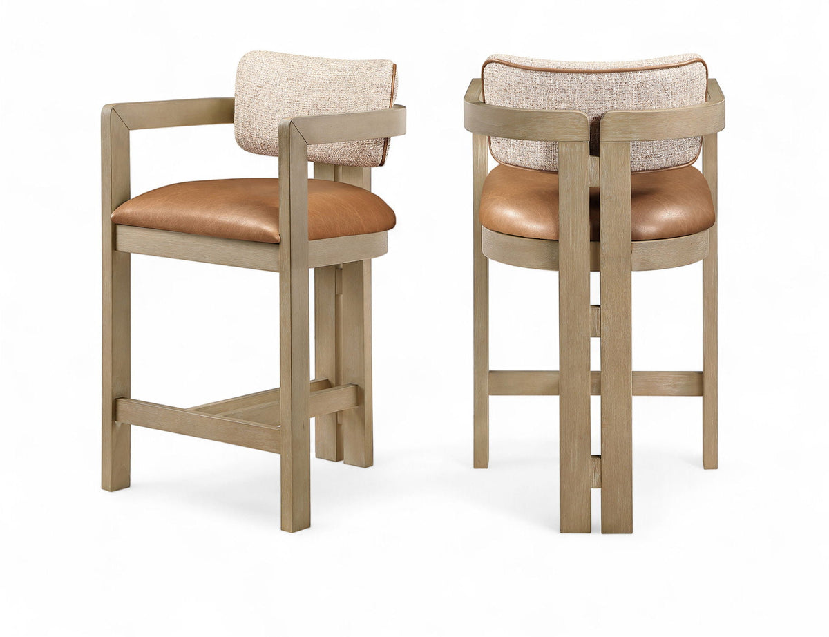 Ravina Upholstered Counter Stool with Natural Base
