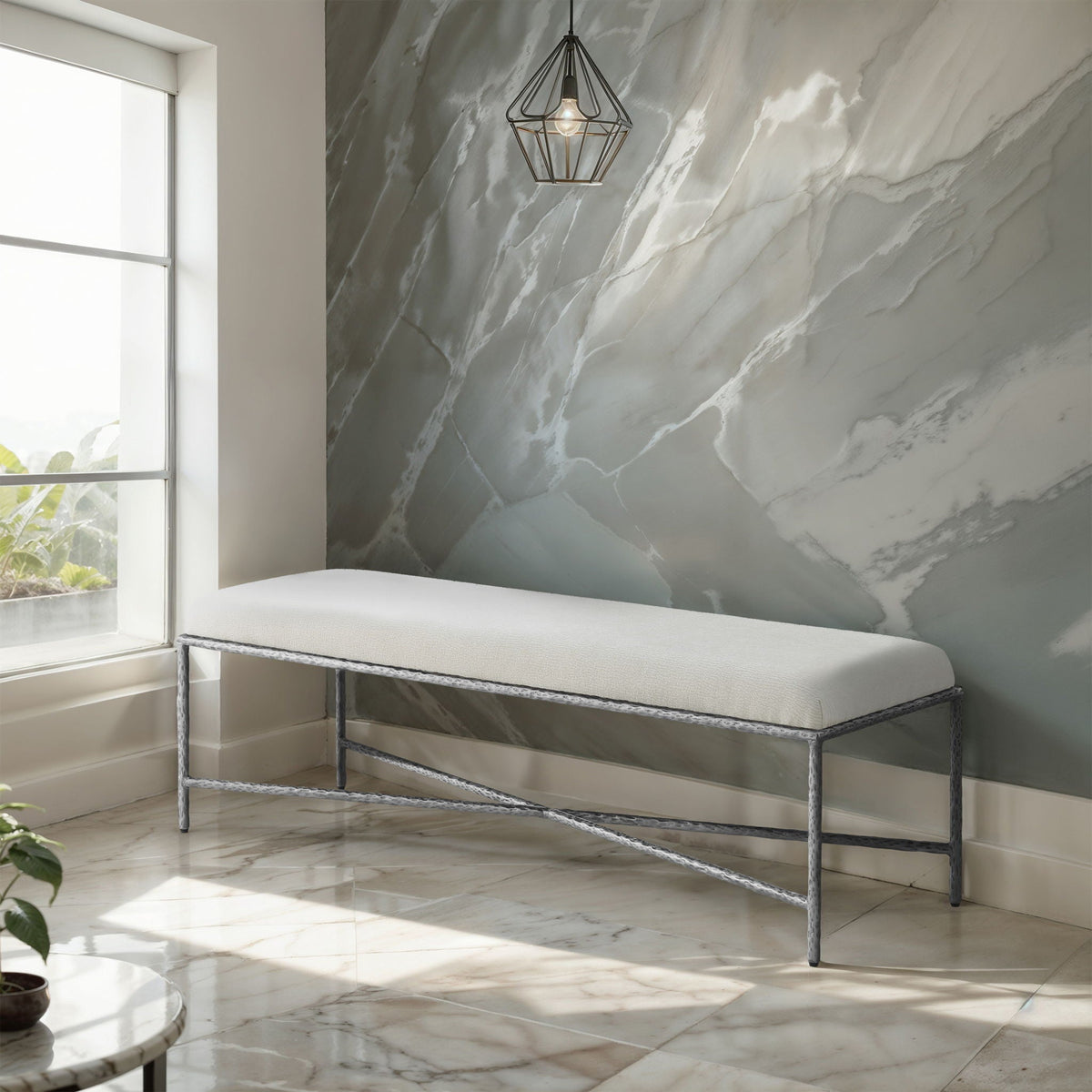 Valley - Bench with Silver Frame