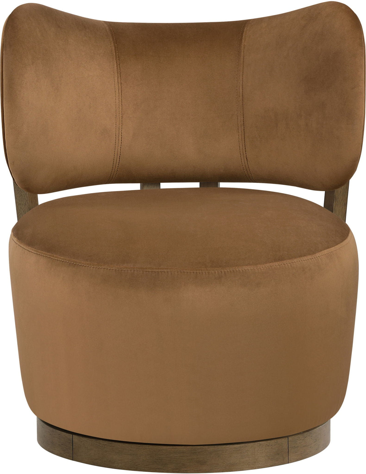 Elara - Velvet Upholstered Swivel Accent Chair with Brown Base