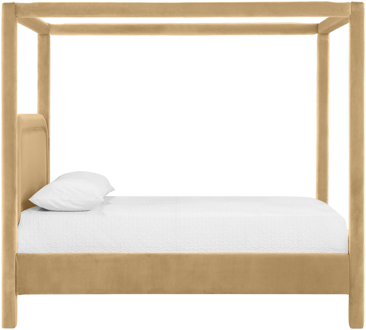 Salina Velvet Upholstered Canopy Bed — 10 Colors, Twin to King