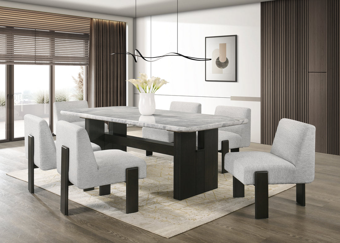 Diva Genuine Marble Dining Set — Table & 6 Chairs